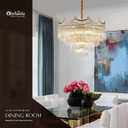 31.8" Large Modern Glass Gold Chandelier Light Fixture Luxury Glam 4-Tier Crystal Chandeliers for Dining Room 18-Light Round Hanging Ceiling Pendant Lighting for Living Room Bedroom Foyer