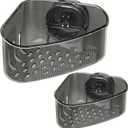 2PCS Sink Organizer Rack for Kitchen for Sponges, Scrubbers, Sink Corner Drain Box,with Adhesive Suction Cup Mount(Black)