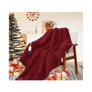 MAXEVE Heated Blanket Electric Throw 50"x60" Soft Double Sided Sherpa Heating Blanket with 8 Fast Heating Levels & 1-8H Auto-Off,Over-Heat Protection,Machine Washable,ETL Certification,Christmas Red