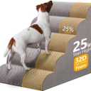 25" H Dog Stairs for Small and Medium Dogs 5-Step Ramps for High Beds and Couch Non-Slip Extra Wide Pet Stairs for Old Dogs and Puppy and Cat - Stable & Durable with Machine Washable Cover Indoor