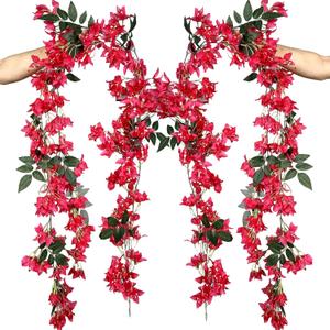 5.9 Ft Artificial Bougainvillea Flowers Garland Silk Bougainvillea Vines Faux Long Bougainvillea Vines for Wedding Arch Wall Decorations Centerpieces Table Runner (Fuchsia - Pack of 2)