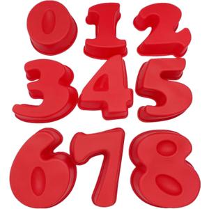 9 Pieces Middle Size Silicon Number Cake Moulds Silicone Cake Mold (6 inch)