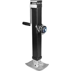 8000 lb Trailer Jack, 28" Drop Leg | Bolt-on or weld-on mount. Black powder coat finish. Fits RV, boat, & utility trailers. Heavy-duty steel for durability.