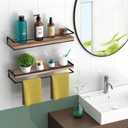 Meangood Floating Shelves Wall Mounted Set of 2, Rustic Wood Wall Storage Shelves for Bedroom,Living Room,Bathroom, Kitchen Torched Wood