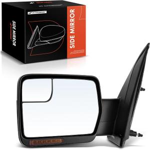 A-Premium Driver Side Power Door Mirror - Compatible with Ford F-150 2011-2014 - Heated Manual Folding Black Outside Rear View Mirror w/Turn Signal Blind Spot Detection