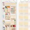 Over The Door Organizer 5 Tiers, Extra Large Behind Door Storage of 10 Compartments, 80 lbs Weight Capacity Hanging Storage Organizer with Clear Window Kids Toys, Shoes,Diapers, Braided Style