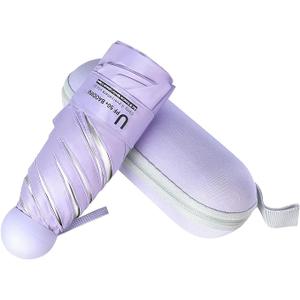 BAODINI Travel Essentials Mini Umbrella for Purse With Case Small Compact UV Sun Protection Lightweight Tiny Pocket Manual Open Close Umbrella for Women Kids and Men Fit Purse Backpack