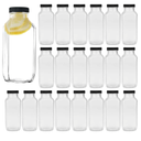Encheng Vintage Water Bottles,Glass Drinking Bottles 16oz,Square Beverage 500ml With Lids For Kombucha,Tea,Glass Homemade Drinks,Travel Reusable Milk Juiceing 20Pack