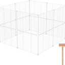 C&AHOME Pet Playpen, Small Animals Supplies, 16 Panels Exercise Playpens Cage, C Grids Portable Yard Fence Indoor, Ideal for Guinea Pigs, Pet Products, DIY Metal Yard Fence, 12"  15" White UPPM3416W