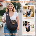 Tomkas Small Dog Cat Sling Carrier Puppy Purse Travel Wrap Soft Crossbody Pet Bag (Black, M - Zip Pocket & Classic Strap)