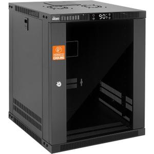 Tecmojo 12U Wall Mount Rack with Thermostat, 17.7inch Depth Enclosed Server Cabinet with 2 Cooling Fans,Lockable Door & Hardware,12U Rack for 19inch Equipments,Glass Door