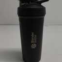 BlenderBottle Strada Shaker Cup Insulated Stainless Steel Water Bottle with Wire Whisk, 24-Ounce, Black