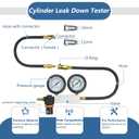 Cylinder Leak Down Tester Kit Compression Leakdown Detector Leakage Test Set for Gasoline Engine Leak Detection Tester Kit Dual Pressure Gauges