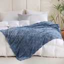 Dusty Blue Fleece Throw Blanket 5060 for Couch Sofa Bed,Super Soft Cozy Plush Microfiber Flannel Blanket with 3D Checkered Design Lightweight for Adults,Woman,Girls