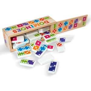 Melissa & Doug Dominoes Tabletop Game with 28 Colorful Tiles in Wooden Storage Box
