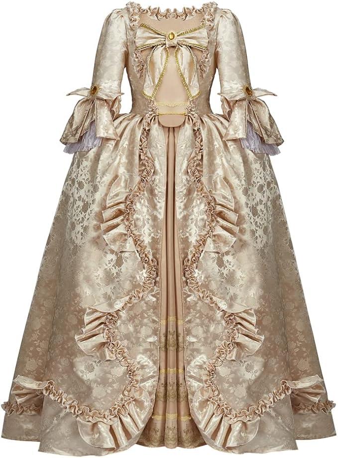 RoleplayCos Court Rococo Baroque Marie Antoinette Ball Dresses 18th Century Victorian Dress Ball Gowns Royal Women Costume, Small Gold