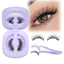 Lanflower Magnetic Eyelashes with Applicator Natural Magnetic Lashes Wispy False Eyelashes with Magnets Fairy Eyelashes No Need Glue Manga Lashes