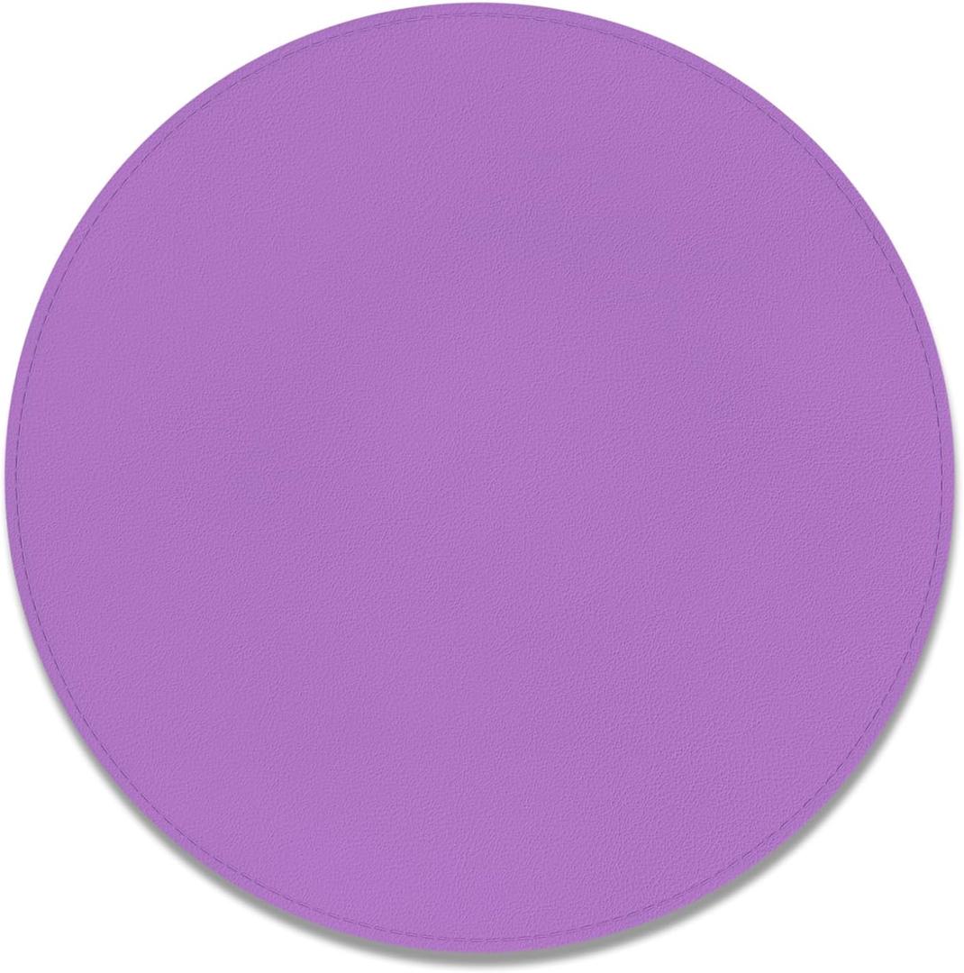 7 x Leather Mouse Pad, Office Mouse Mat Non-Slip Rubber Base Stitched Edge Washable Waterproof Round Mousepad for Office Gaming PC Laptop, Round Diameter 8.7 inches, Purple
