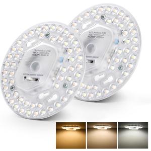 2 Pack Ceiling Fan LED Light Replacement Dimmable 5.1 inch 24W 2100LM, AC120V 3CCT 3000K/4000K/5000K Adjustable LED Retrofit Light Kit for Ceiling Fan