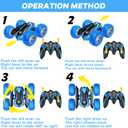 KKONES Remote Control Car, 2.4GHz Double Sided 360 Flips Rotating Electric Race RC Stunt Car, LED Wheel & Headlight High Speed Off Road Cars Toy Gift for 3 4 5 6 7 8-12 Year Old Boy Toys (Blue)