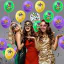 Totelux Mardi Gras Balloons 12’’ Carnival Mask Balloons Green Brown Gold Balloons Set for Mardi Gras Masquerade Rave Party Decorations Supplies 16Pcs