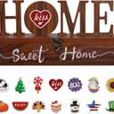 JIALEIXI Interchangeable Home Sweet Home Sign, Wooden Seasonal Tabletop Plaque Decorations, for All Seasonal Desktop House Living Room Indoor Decor. (Brown)