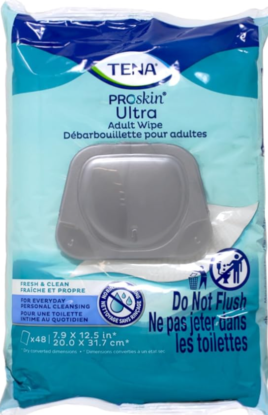 Tena Ultra Incontinence Adult Wipe, 48 Count