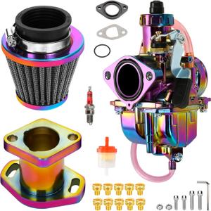FVRITO VM22 Carburetor Carb Jet Kit for Predator 212cc 196cc Coleman CT200U BT200X Mini Bike KT196 Go Kart Baja MB165 MB200 GX160 Clone Engine with Air Filter Intake Manifold Performance Parts Rainbow