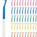 Fremouth 50 Angle Interdental Brushes with Extended Handle for Braces, 5 Sizes, Extra Tight(0.6mm), Tight(0.7mm), Medium(0.8mm), Wide(1.0mm,1.2mm), L- Shaped Interproximal Floss for Dental Health (Blue,green,pink,orange,yellow)