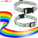 Tunkoo Pride Dog Collar Rainbow Cloud, Cute Adjustable Striped Collar with Strong Plastic Buckle - for Small Medium Large Pets, M