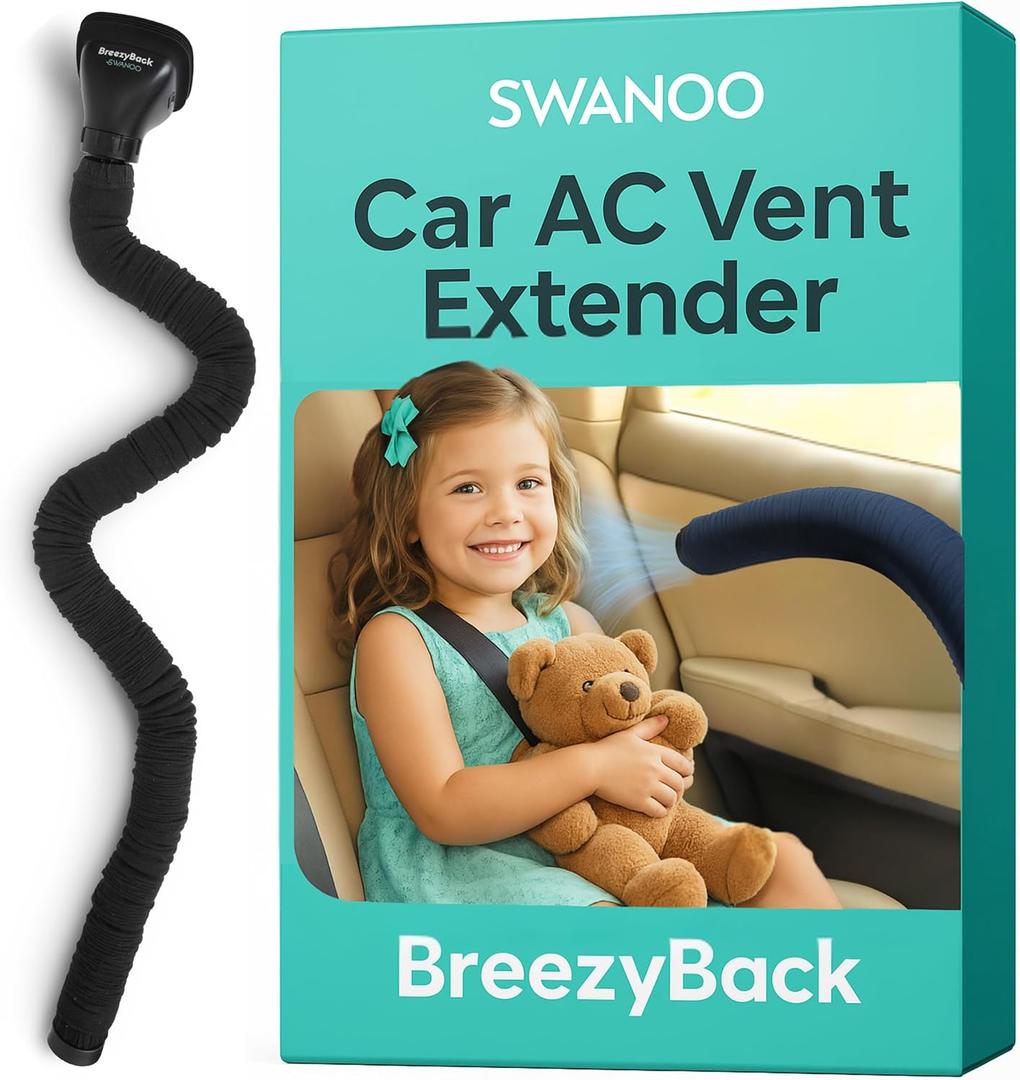 Swanoo Car AC Vent Extender | Air Vent Hose for Backseat | Directs Cool or Hot Air to Kids & Pets | Universal Fit | Extends Up to 10 FT | AC Tube for Baby Car | Back Seat Air Conditioning | BreezyBack