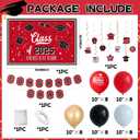 Graduation Decorations Class of 2025,Red Themed 2025 Graduation Decorations Set-Congrats Grad Banner,Class of 2025 Backdrop,Hanging Swirl Streamers and Balloons Kit Supplies Celebrations