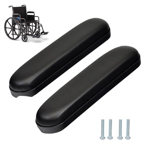 HMZ Full Length Padded Armrest Black 10-1/4" Long Wheelchair and Transport Chair arm Cushions, Black (1 Pair) Compatible with All Brands(10-1/4")