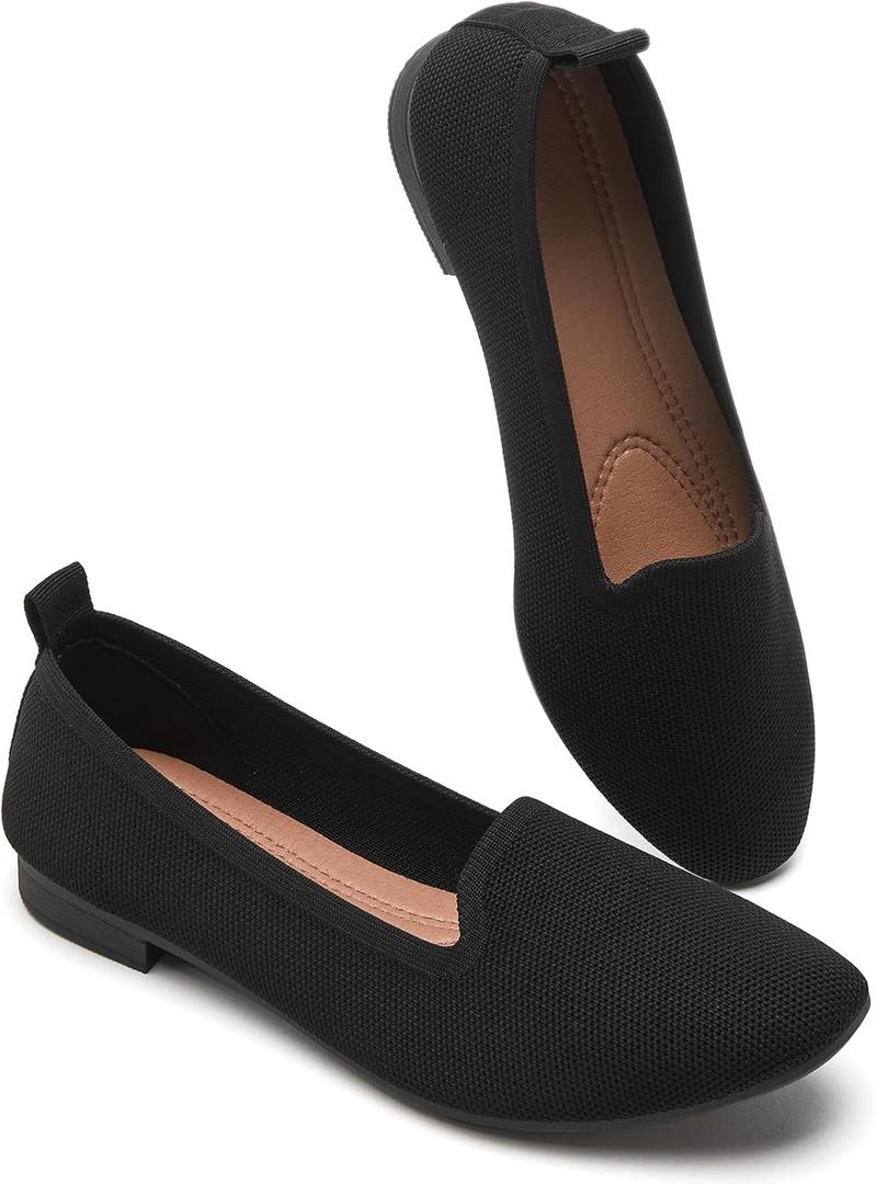 BABUDOG Women's Sparkly Flats Shoes Shiny Mesh Loafers Shoes Soft Memory Foam Flats (10, Full Black)