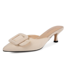 Fericzot Mule Slippers for Women,Slingback Buckle Pumps Pointed Toe Kitten Heels Shoes Slides Backless Dress Sandals 8