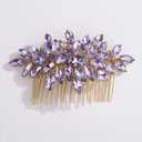 Sparkling Rhinestone Hair Comb Teardrop Rhinestone Wedding Headpiece Handmade Crystal Hair Side Comb Bridal Hair Accessory for Women (light purple)
