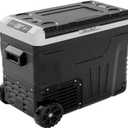 EUHOMY 12 Volt Refrigerator, 53QT(50L) Electric Cooler, Portable Freezer 12V/24V DC 110-240V AC, 12V Fridge -4~68, 12V Cooler with Wheels & 2 Baskets for Travel, Truck, Boat, Camping