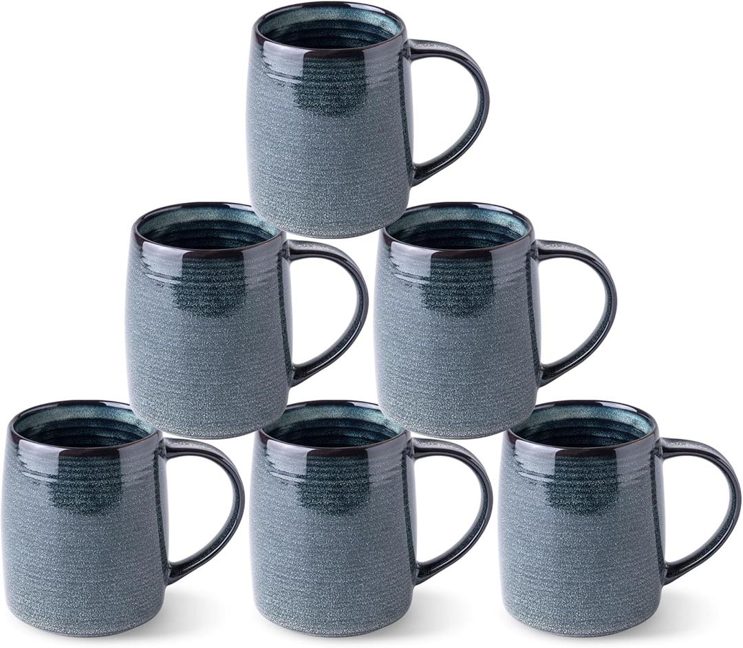 GBHOME Large Coffee Mugs Set of 6, 18oz Handmade Ceramic Coffee Mugs Set with Gradient color for Latte/Tea/Beer/Hot Cocoa, Dishwasher & Microwave Safe, (Space Blue)