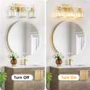 3-Light Gold Bathroom Light Fixtures,Modern Bathroom Vanity Lights Fixture with Clear Crystal Glass Shade, Modern Crystal 3 Lights Wall Sconce for Mirror Bedroom Living Room