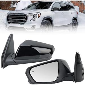 Driver Side Mirror Compatible with 2018-2024 Chevy Equinox GMC Terrain with Heated Blind Spot Detection Turn Signal Power Glass Manual Folding Left Mirrors Black (8 Pins)