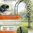 Thickened Tube Garden Arch,7.3ft Heavy-Duty Metal with 16mm Steel Tubes & 0.5mm Thickened Wall, Durable Outdoor Trellis for Climbing Plants,Roses,Garden Party,Ceremony & Decorations (Black)