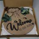 3D Welcome Sign for Front Door | Home/Farmhouse Porch Dcor Wooden Hanging Sign with Artificial Leaves and Rustic Beads | Christmas Classroom |12" Round (Oak_Nature)