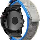 Compatible With Garmin, Trail Loop Nylon Sport Band For fnix/Forerunner/Approach/MARQ/quatix/D2 Series Tough Replacement Band For Men (22mm, Gray)