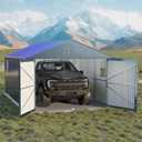 GarveeLife 12x20 ft Metal Carport, Enclosed Car Port with Reinforced Frame and Steel Roof for All-Weather Use, Metal Garage Shed for Full-Sized Pickup Trucks