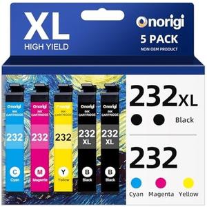 232XL Ink Cartridge Combo Pack Remanufactured Replacement for 232 Ink Cartridge for WF-2930 XP-4200 XP-4205 WF-2950 Printer(5 Pack,2 Black,1 Cyan, 1 Magenta, 1 Yellow)