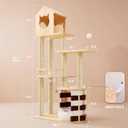 YITAHOME Stable Pine Wood Cat Tree, Multi-Level Cat Tower with Cat House, Observation Perches, Sisal Scratching Posts & 2 Interactive Sisal Balls, Cat Furniture