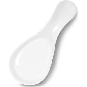 GDCZ Porcelain Spoon Rest - Large Spoon Holder Utensil Rest for Kitchen Counter Stove Top, Dishwasher Safe (White)