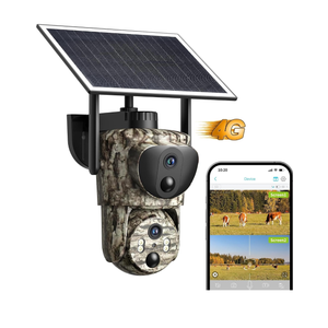 4G LTE Cellular Trail Cameras, Dual Lens Security Camera Built-in SIM Card, 2K 360°View Live Video Game Camera, No-Glow IR Night Vision, Motion Activated, Solar Powered, Remote Phone Access