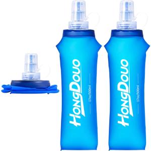 2 Packs Soft Flask, 17oz/500ml TPU Collapsible Soft Water Bottle for Hydration Pack, Running Vest, BPA-Free Folding Water Bottles for Hiking Cycling Climbing Running Outdoor Sports