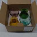 WHOLE HOUSEWARES Colored Glass Ice Cream Cups - Glass Dessert Bowls - Set of 4 Colors (Green, amber, purpple, blue)